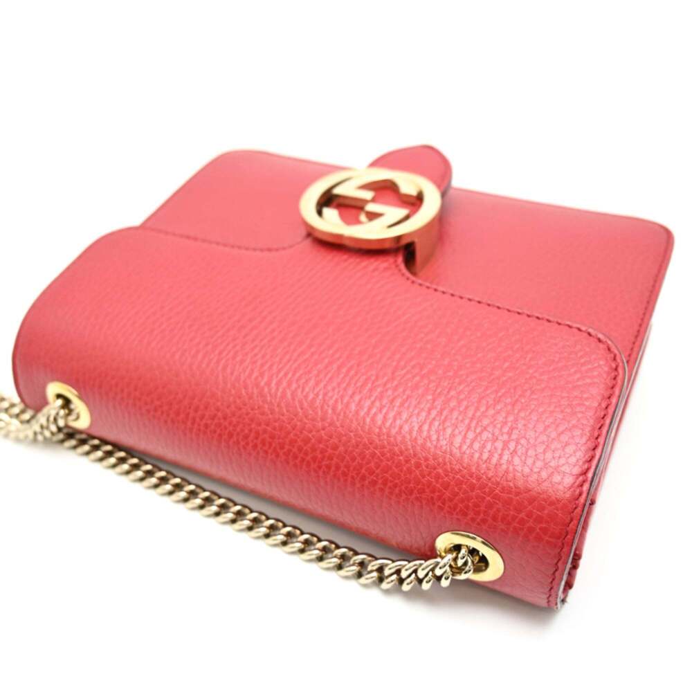 GUCCI Red Leather Shoulder Bag - Picture 4 of 9